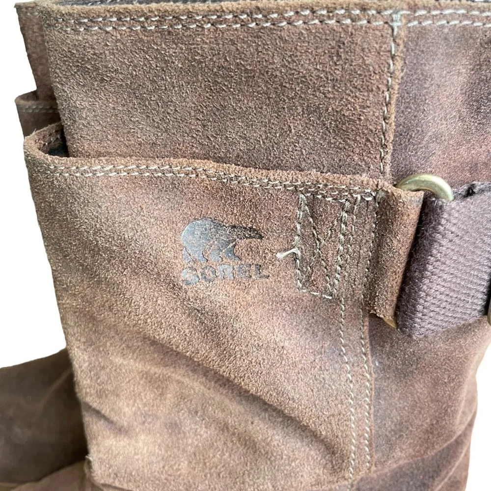 Sorel Toronto Waterproof Lace Up Wedge Boots Suede Brown Women Sz 9.5
